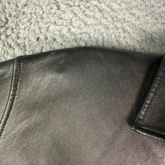 Vintage Polo Ralph Lauren Leather Jacket Mens M Black Full Zip Bomber Chin Strap - Picture 9 of 16